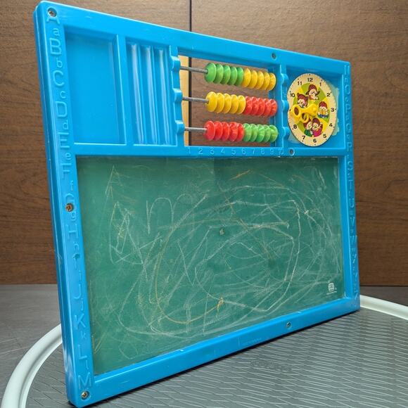 Vtg Double Sided Learning Activity Chalk Board Magnetic Alphabet Clock Abacus - Picture 5 of 8